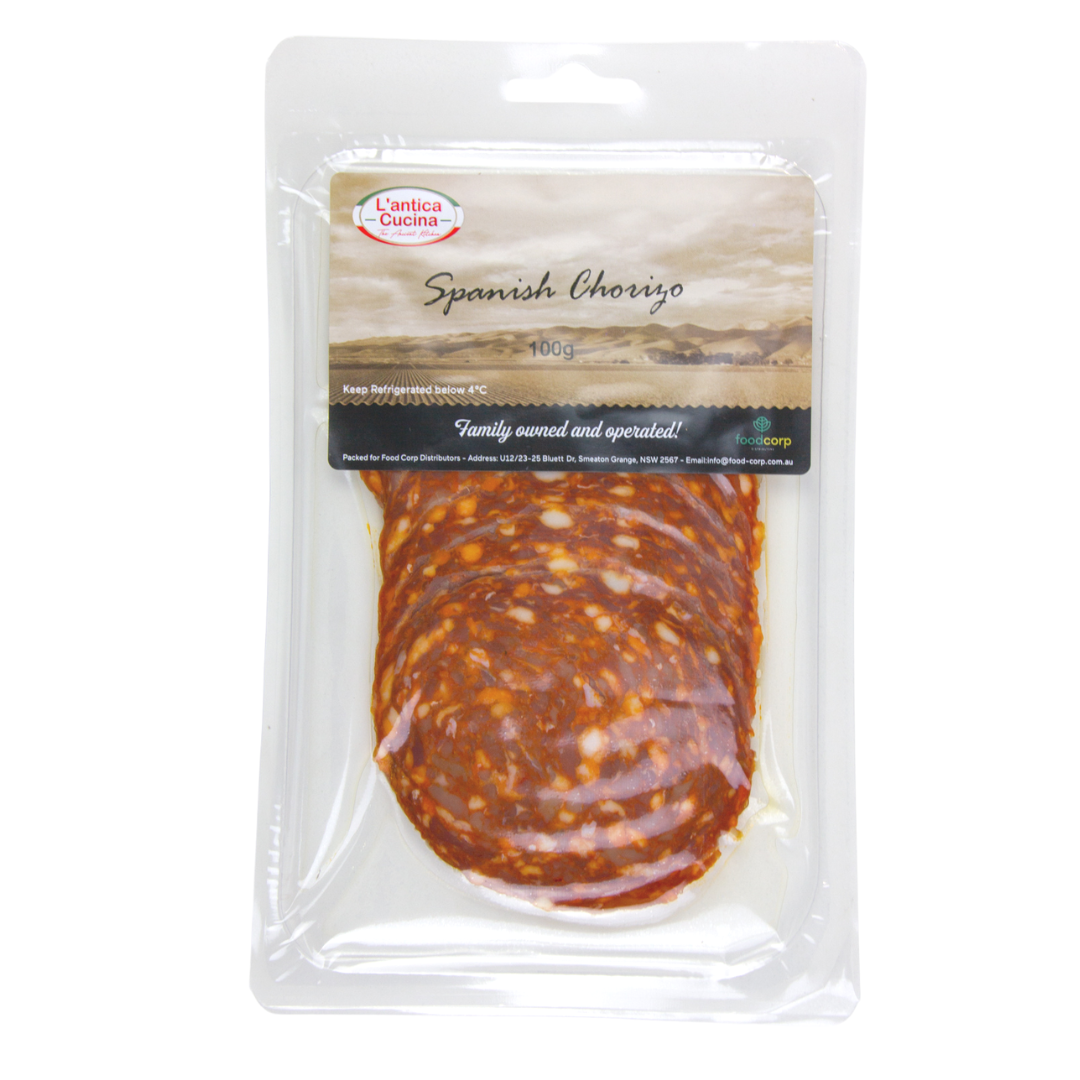 L'antica Cucina Sliced Spanish Chorizo 100g (12) - Euro Foods QLD ...
